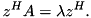 \[ z^HA = \lambda z^H. \]